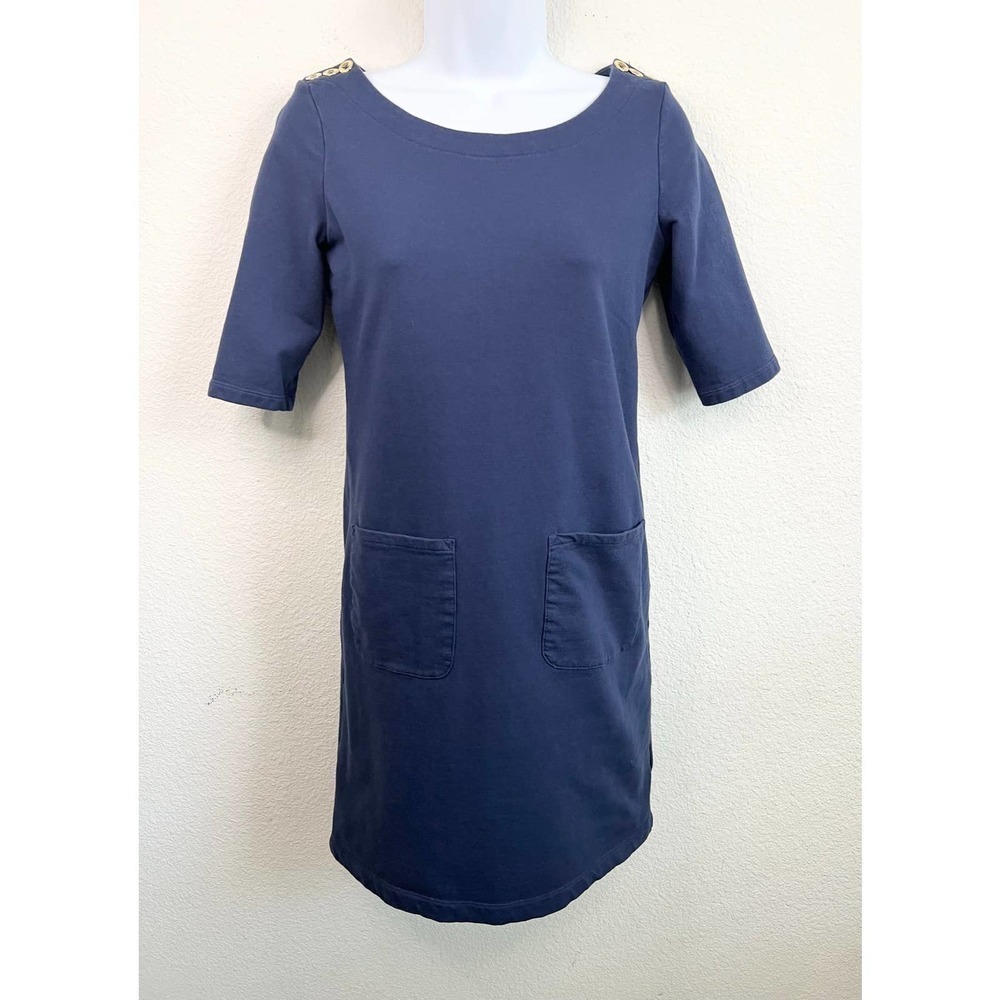 Lilly Pulitzer Lilah Shift Mini Dress Women's XS Navy Blue Pockets Casual Brunch